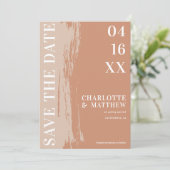 Moderne gedurfde redder de datum van de terracotta save the date (Staand voorkant)