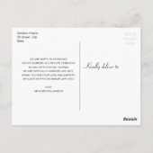 moderne gedurfde trouwaankondiging briefkaart (Achterkant)