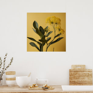 Moderne geel blad Plant kunst Poster