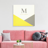Moderne geel en grijze geometrische monogram canvas afdruk (Insitu (Woonkamer))