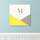 Moderne geel en grijze geometrische monogram canvas afdruk (Insitu (Houten vloer))