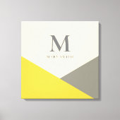 Moderne geel en grijze geometrische monogram canvas afdruk (Voorkant)