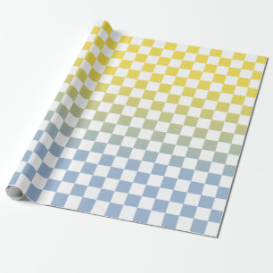 Moderne Geel tot Blauw Verlooppatroon Gecontroleer Cadeaupapier