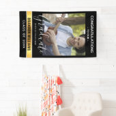 Moderne Gefeliciteerd Afstuderen Foto | Zwart Spandoek (Insitu)