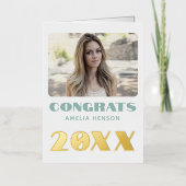 Moderne Gefeliciteerd Afstuderen Naam Foto Folie Wenskaart (Voorkant)