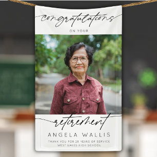 Moderne Gefeliciteerd Pensioen Script Foto Spandoek