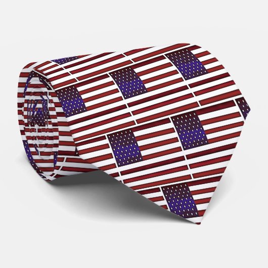 Moderne gegraveerde Amerikaanse vlag Stropdas (Opgerold)