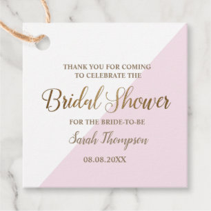 Moderne Gehuwde Roze en Gouden Bruiloftsborrel Bedankjes Labels
