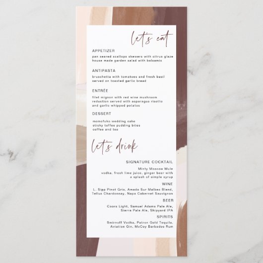 Moderne gekruide terracotta | Trouwmenu Menu (Voorkant)