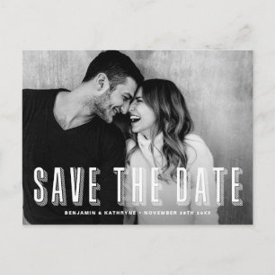 Moderne gelaagde typografie Foto Save the Date Aankondigingskaart
