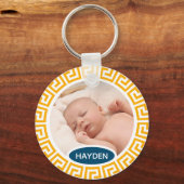 Moderne, gele, aangepaste foto sleutelhanger (Voorkant)