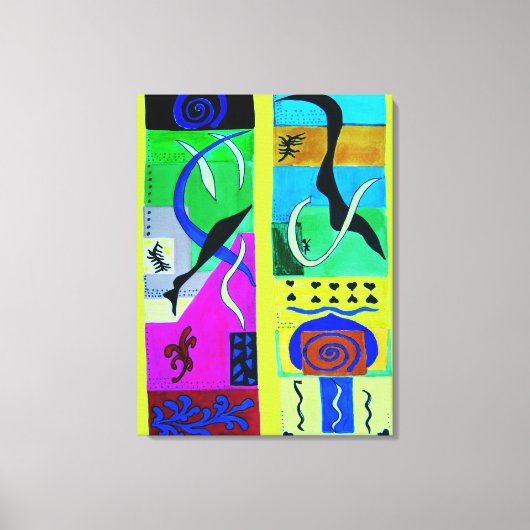 Moderne gele Abstracte inspiratie van matisse Canvas Afdruk (Voorkant)