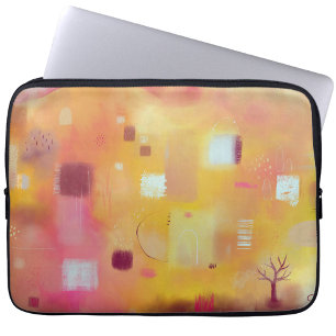Moderne Gele Abstracte Kunst Laptop Sleeve