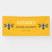 Moderne gele bij dag 4e vierde verjaardag feest spandoek (Horizontaal)