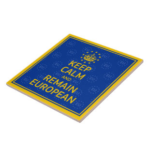 Moderne Gele Blauwe Hou Calm Crown Europe Art Tegeltje