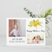 Moderne gele bloemen Moederdag bloemenfoto Kaart (Staand voorkant)