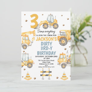 Moderne Gele Bouw Dirty 3rdy Verjaardag Kaart