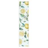 Moderne gele citroen bloemige script bruidsdouche korte tafelloper (Voorkant)