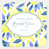 Moderne Gele Citroen Bruiloftsborrel  Vierkante Sticker (Voorkant)