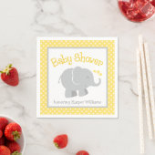 Moderne gele en grijze olifant Baby shower Servetten (Insitu)