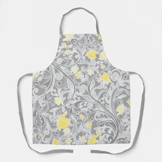 Moderne, gele en grijze Zuurbloemen Schort (Voorkant)