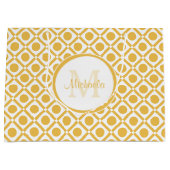 Moderne Gele en Witte Geometrische Monogramnaam Large Cadeautasje (Voorkant)