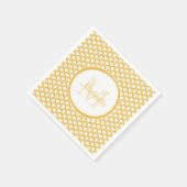 Moderne Gele en Witte Scallops Monogram en Naam Servet (Hoek)