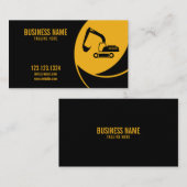 Moderne, gele en zwarte excavatorconstructie visitekaartje (Voorkant / Achterkant)