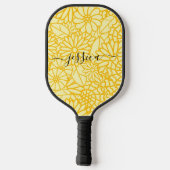 Moderne gele florale scriptnaam pickleball paddle (Achterkant)