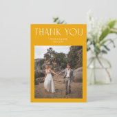 Moderne gele foto bruiloft Hartelijk dank Bedankkaart (Staand voorkant)