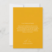 Moderne gele foto bruiloft Hartelijk dank Bedankkaart (Achterkant)