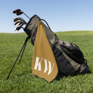 Moderne gele gouden monogram initiaal gepersonalis golfhanddoek