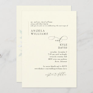 Moderne Gele Groenery Bride Parents Wedding Kaart