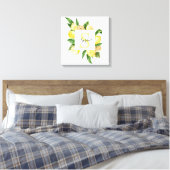 Moderne gele leemons Lijst en bladeren met naam Canvas Afdruk (Insitu (Slaapkamer))