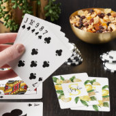Moderne gele leemons Lijst en bladeren met naam Pokerkaarten (Insitu)