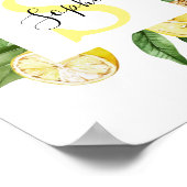 Moderne gele leemons Lijst en bladeren met naam Poster (Hoek)