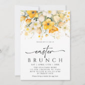 Moderne gele lente bloemige paasbrunch kaart (Voorkant)