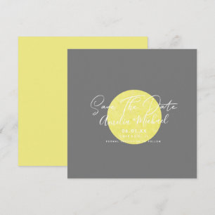 Moderne Gele Maan Grijze Save the Date Kaart