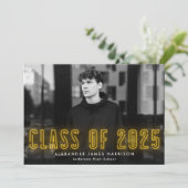 Moderne Gele Neon Klasse van 2025 Foto Afstuderen Aankondiging (Staand voorkant)