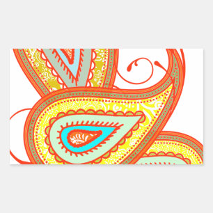 Moderne Gele Oranje Aqua Mint Paisley Cadeaus Rechthoekige Sticker