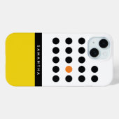 Moderne gele polka dot kleurenblok monogram Case-Mate iPhone case (Achterkant (horizontaal))