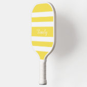 Moderne Gele Script Naam Pickleball Paddle (Links)