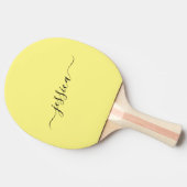 Moderne gele scriptnaam pingpongpeddel tafeltennisbatje (Zijkant)