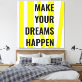 Moderne gele strepen en maak je dromen canvas afdruk (Insitu (Slaapkamer))