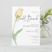 Moderne gele tulp solo bruids brunch kaart (Staand voorkant)