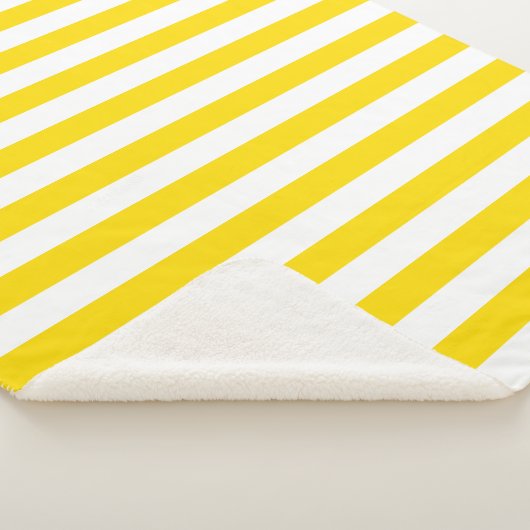 Moderne gele witte streped Sjabloon groot Sherpa Deken (3/4)