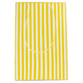 Moderne gele witte strepes Sjabloon legant Medium Cadeauzakje (Voorkant)