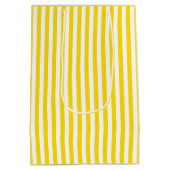 Moderne gele witte strepes Sjabloon legant Medium Cadeauzakje (Achterkant)