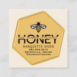 Moderne gele zeshoek gestileerde bijenhoning bedri vierkante visitekaartje