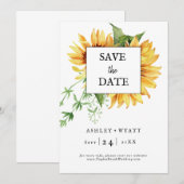 Moderne Gele Zonnebloem Trouwkaart Save The Date (Voorkant / Achterkant)